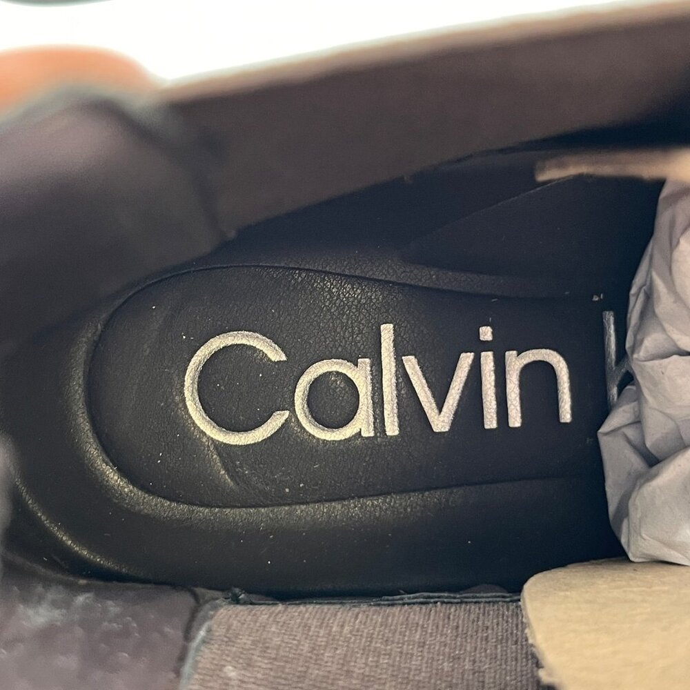 Calvin Klein Fenwick Chelsea Boots Size 7.5 Brown Leather Pull-On Round Toe - Picture 10 of 15